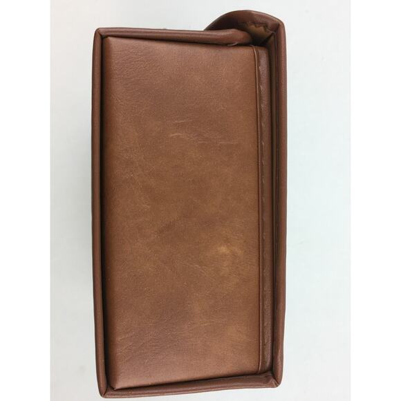 Cassette Tape Case Holder 12 Brown Faux Leather Travel Storage - Picture 3 of 12